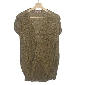 Calypso St. Barth Gold Metallic Knit Short Sleeve Sweater Size S
